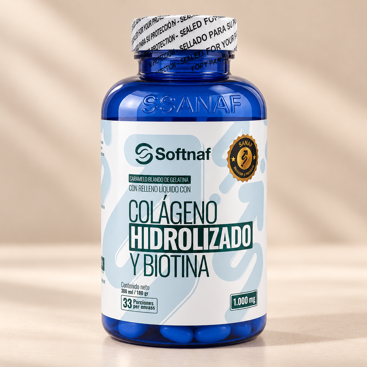 SANAF Softnaf Colágeno Hidrolizado + Biotina 1.000 mg – Fórmula para tu Rutina de Belleza