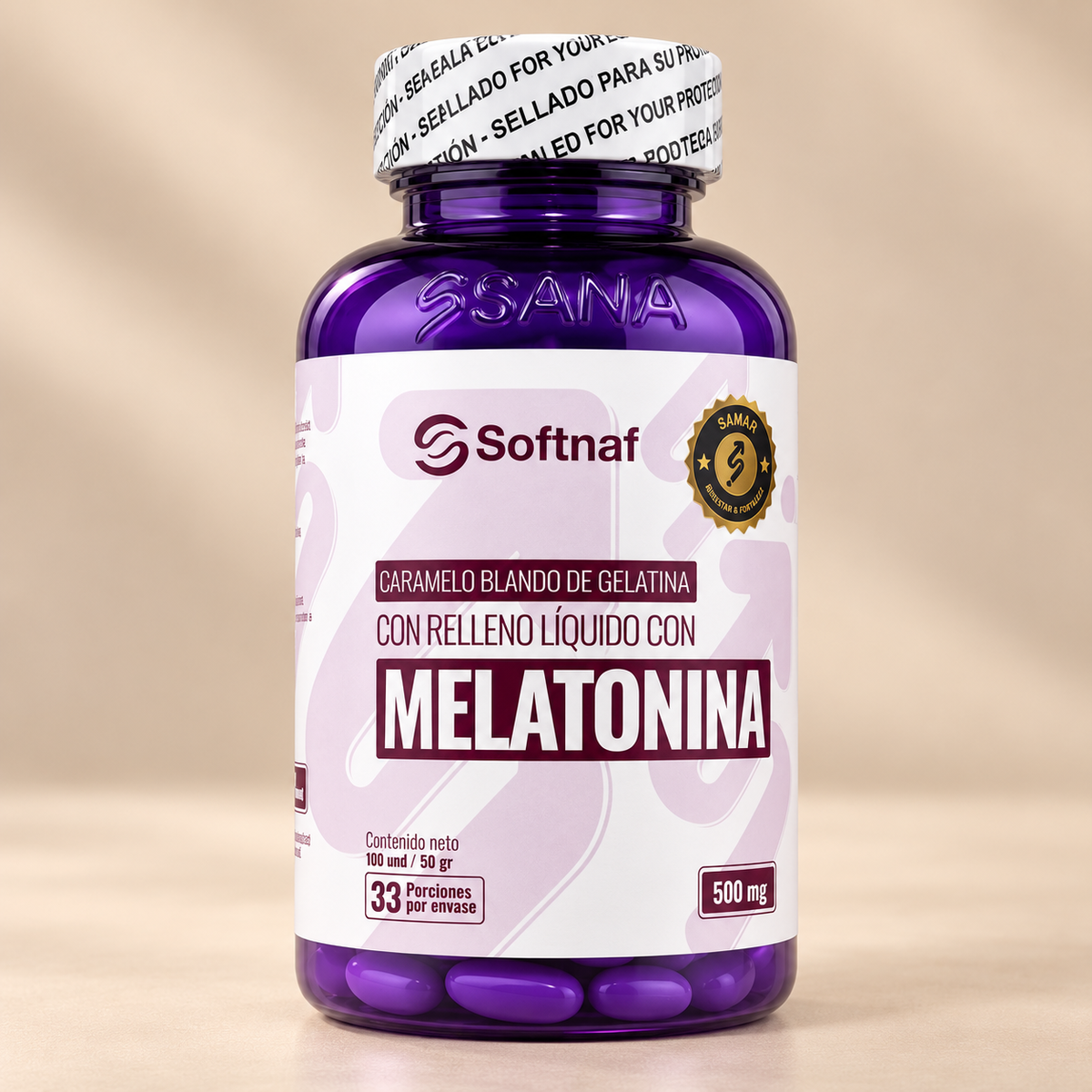 SANAF Softnaf Melatonina 500 mg – Suplemento para tu Rutina Nocturna, 33 Porciones
