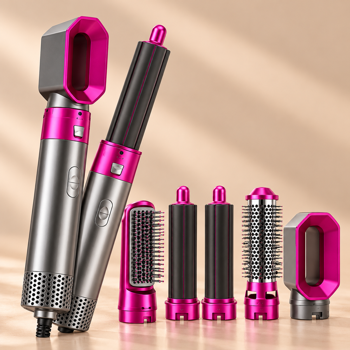Moldeador de Cabello 7 en 1 – Secador, Alisador, Rizador y Cepillo Voluminizador