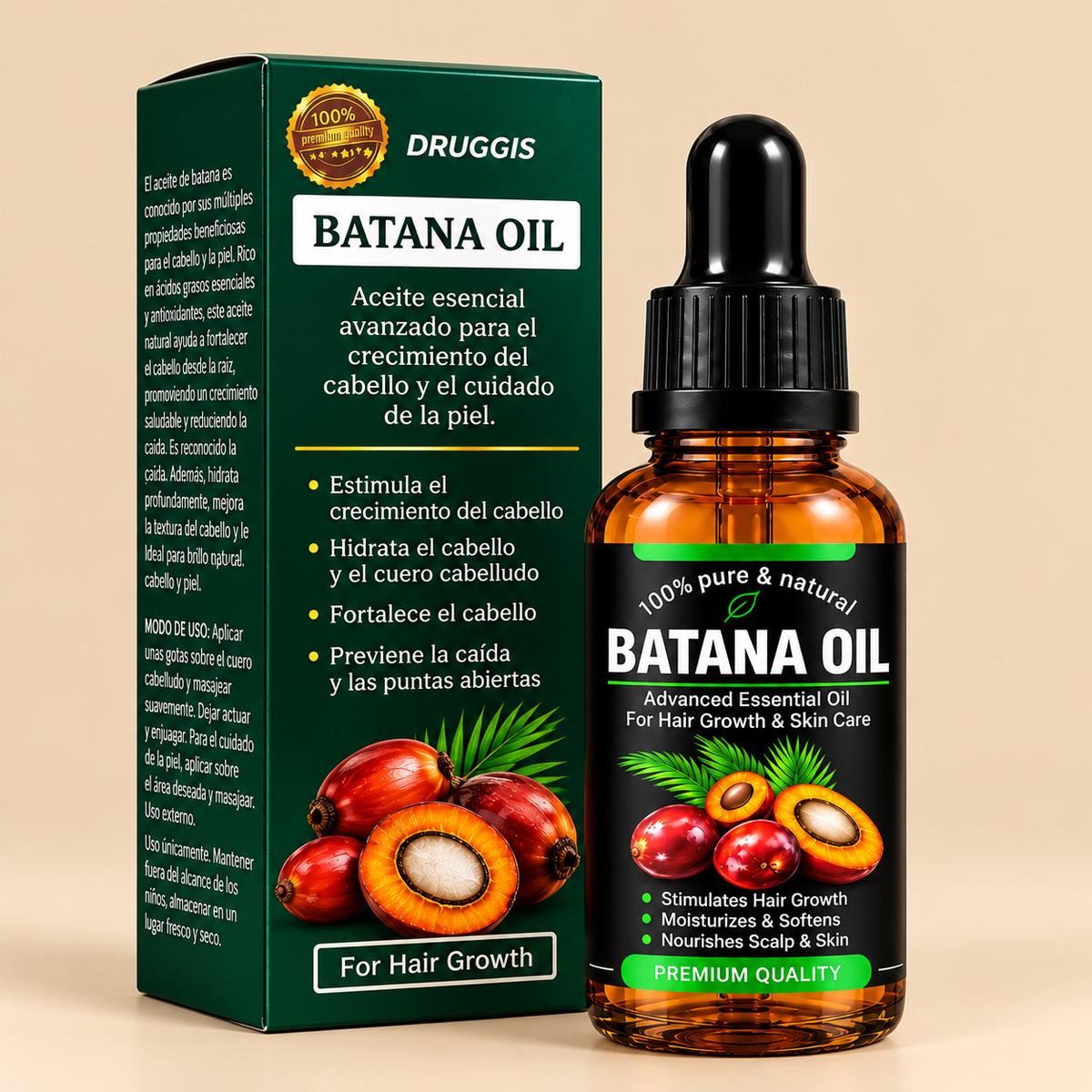 Drugis Batana Oil – Aceite Capilar Nutritivo para Hidratación, Brillo y Cuidado del Cabello
