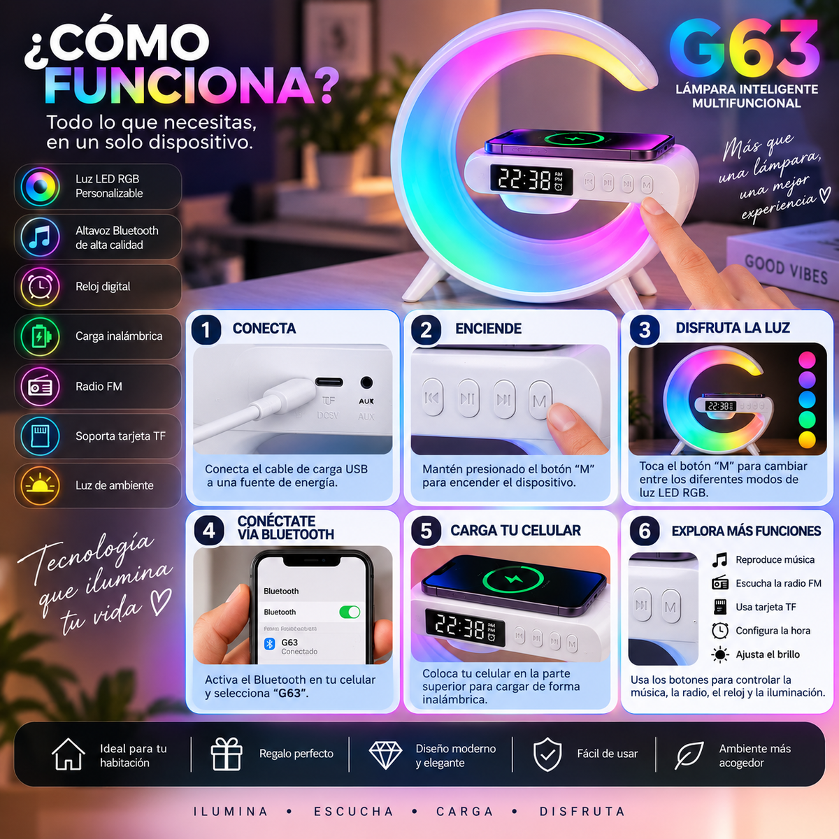 Lámpara Inteligente Multifuncional G63