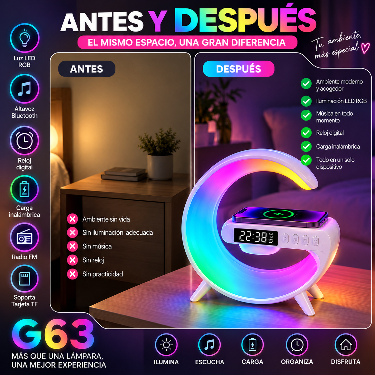 Lámpara Inteligente Multifuncional G63