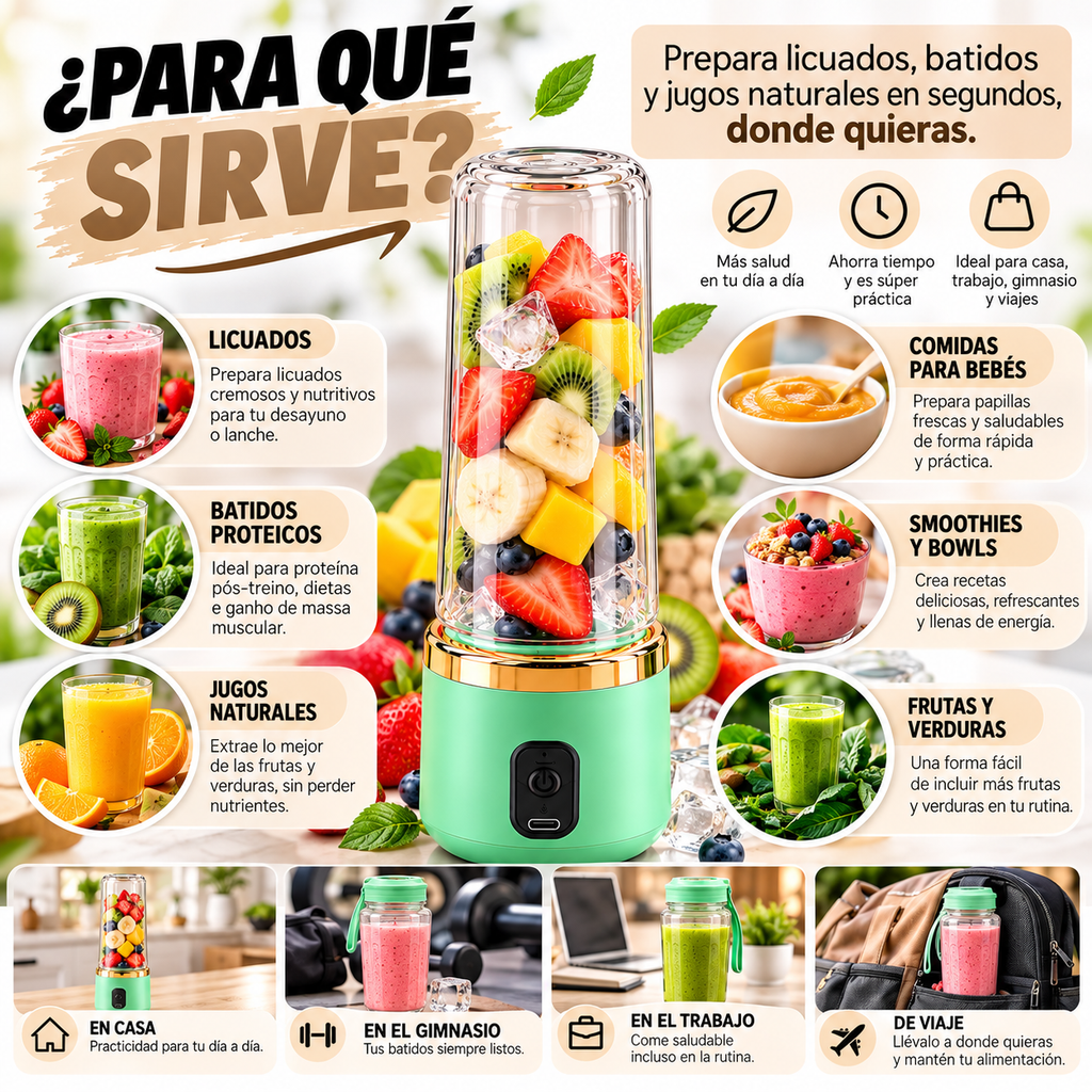 LICUADORA PORTÁTIL DOBLE VASO