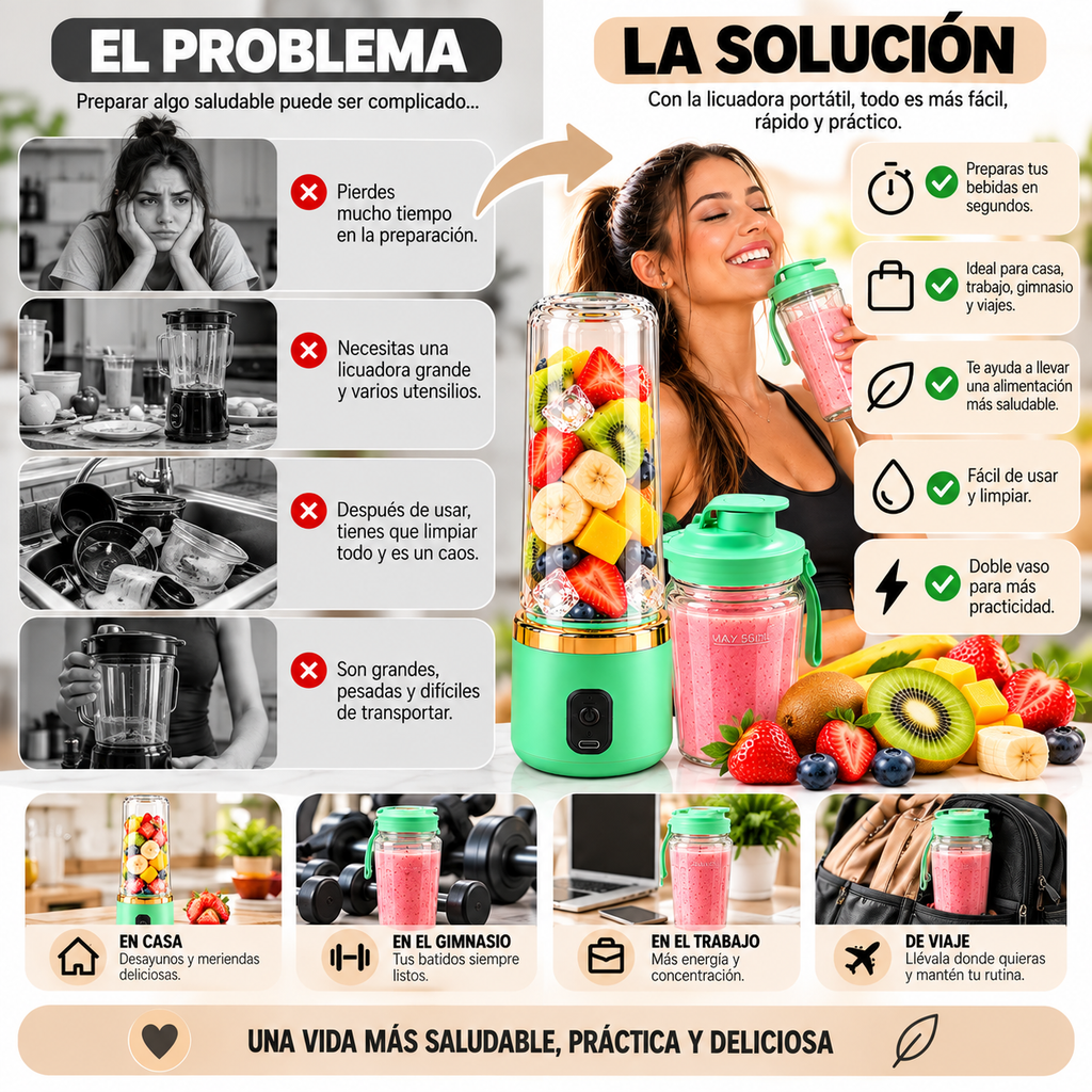 LICUADORA PORTÁTIL DOBLE VASO