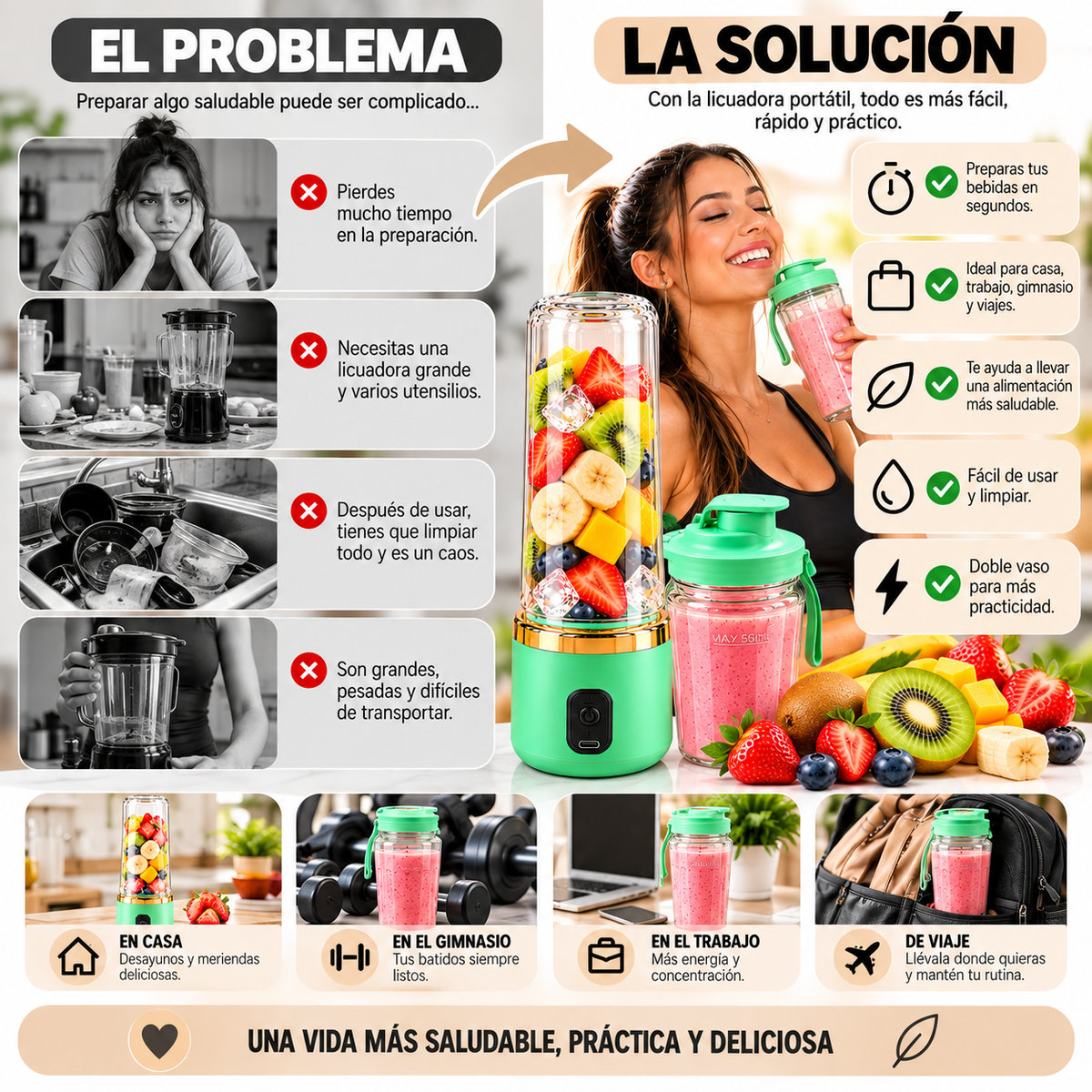 LICUADORA PORTÁTIL DOBLE VASO