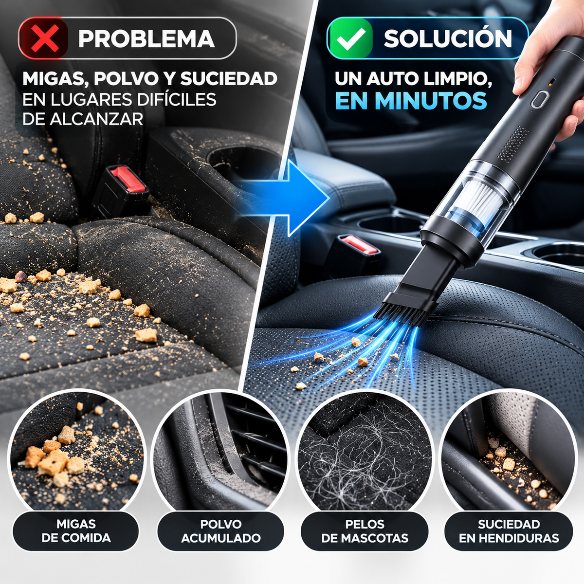 Aspiradora Portátil para Auto ProClean™ – Potencia y Limpieza Total en Cada Rincón