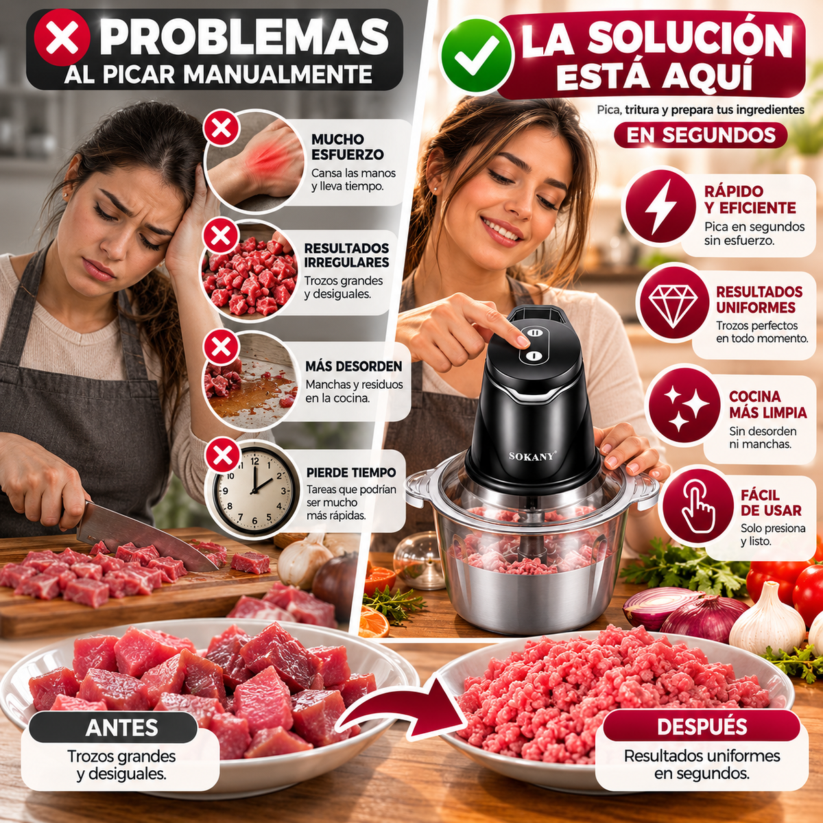 Picadora Eléctrica de Carne SOKANY 2L – 400W
