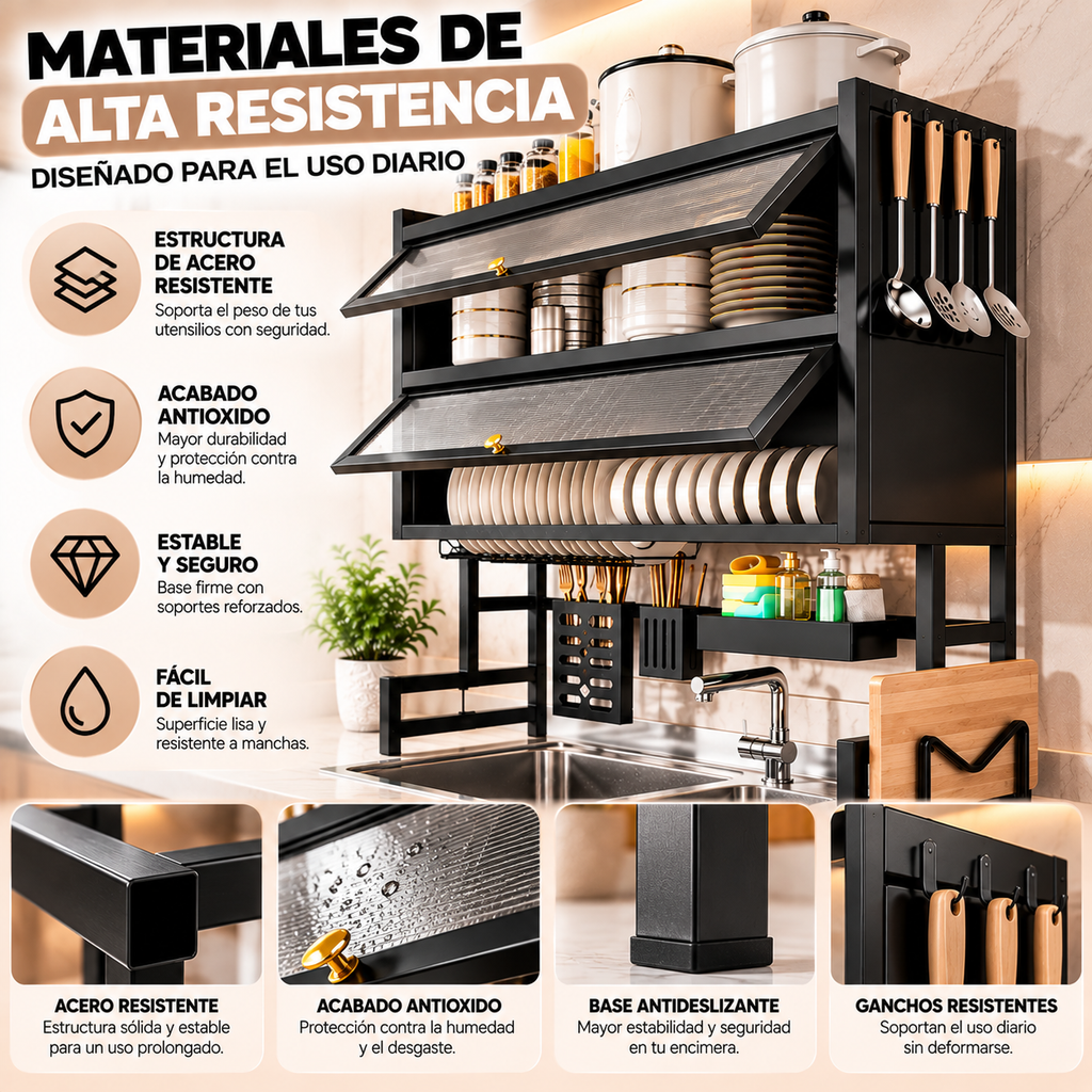 Organizador de Cocina 3 Niveles | Escurridor Multifuncional