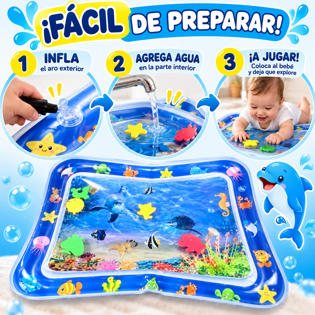 Alfombra de Agua para Bebé – Juego Sensorial, Desarrollo y Diversión