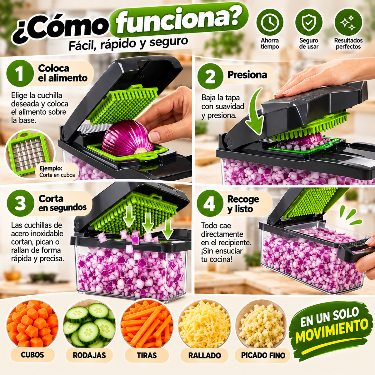 Cortador de Verduras Multifuncional 11 en 1 – Kit Completo de Cocina