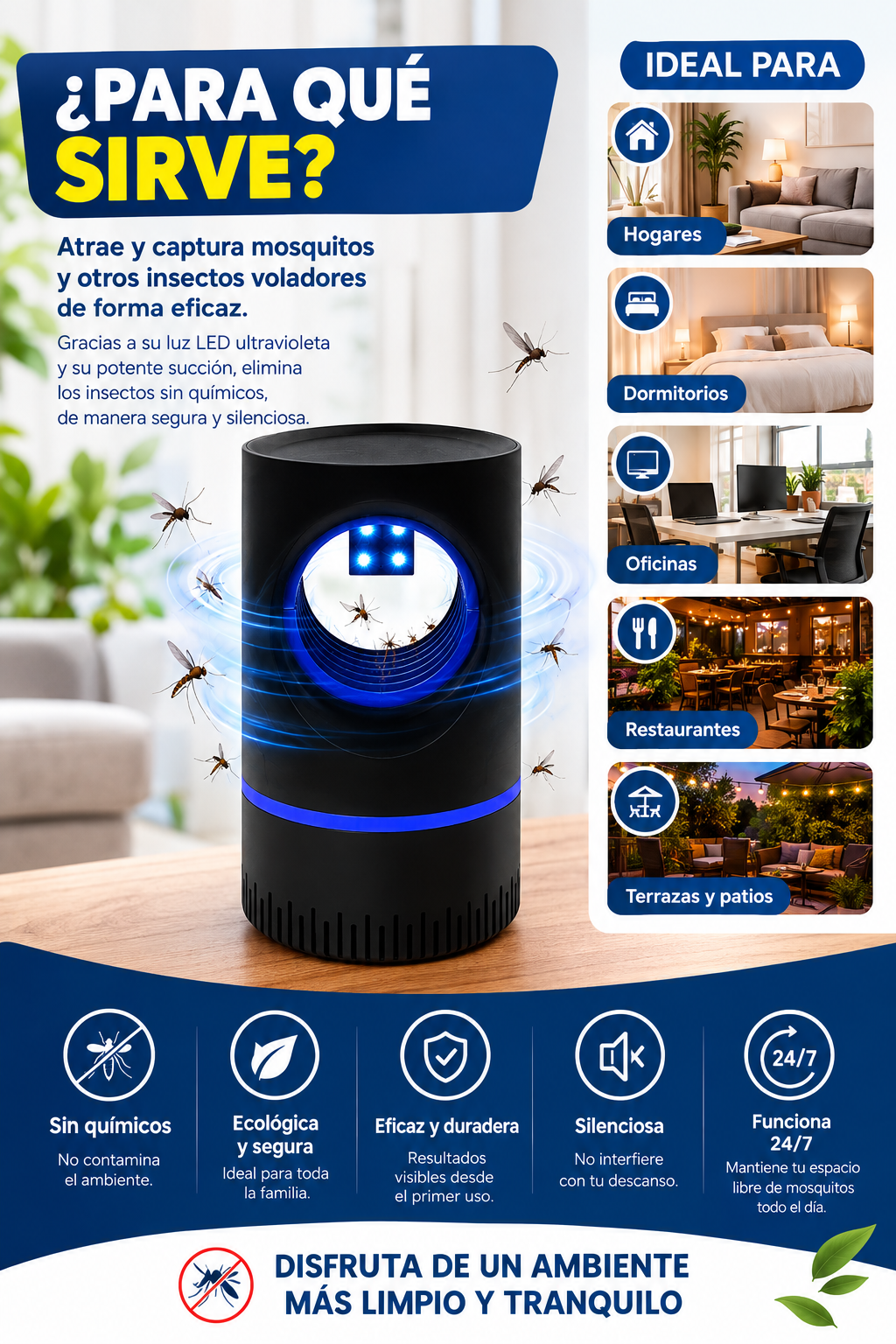Lampara Mata Zancudos Mosquitos Luz UV