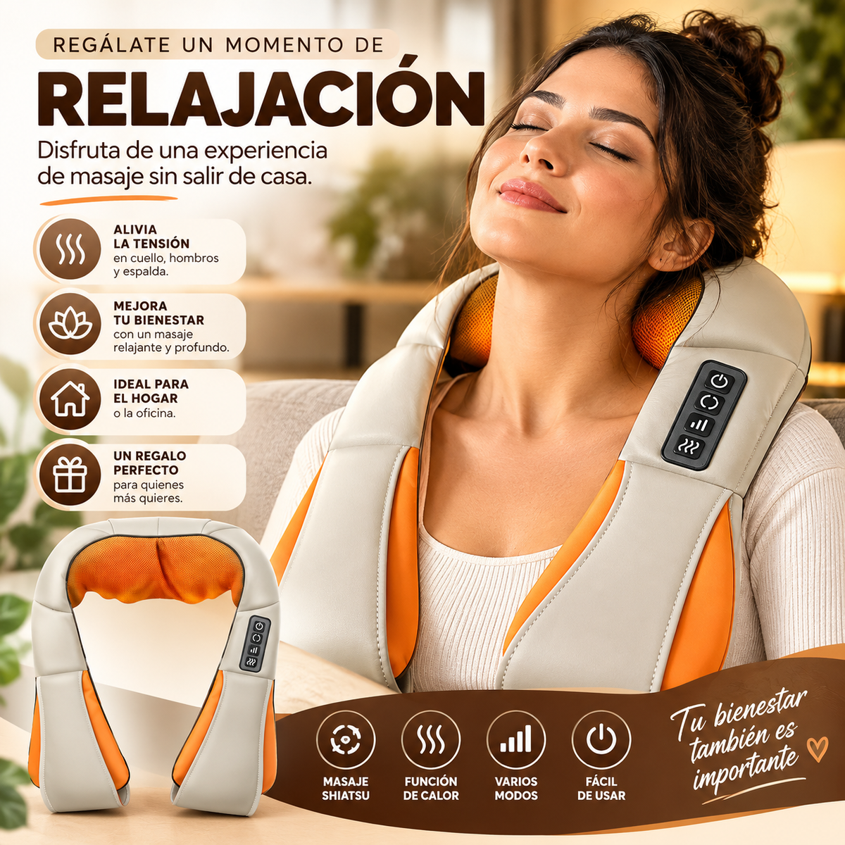 RelaxPro™ – Masajeador Eléctrico de Cuello y Hombros con Calor