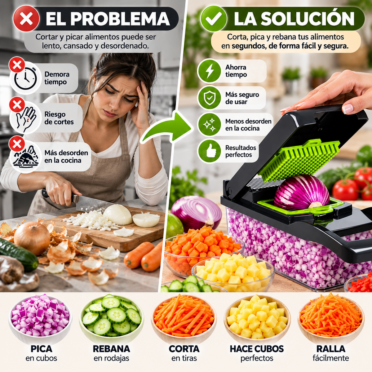 Cortador de Verduras Multifuncional 11 en 1 – Kit Completo de Cocina