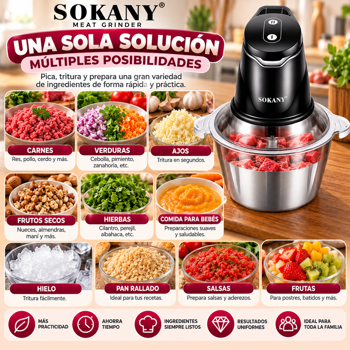 Picadora Eléctrica de Carne SOKANY 2L – 400W