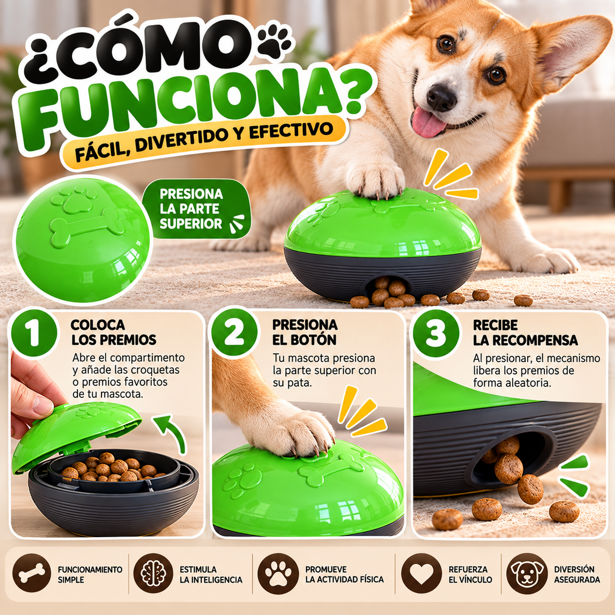 Juguete Interactivo para Perros con Dispensador Automático de Premios