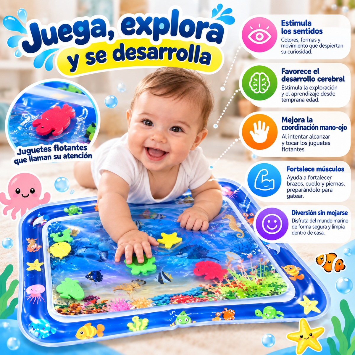 Alfombra de Agua para Bebé – Juego Sensorial, Desarrollo y Diversión