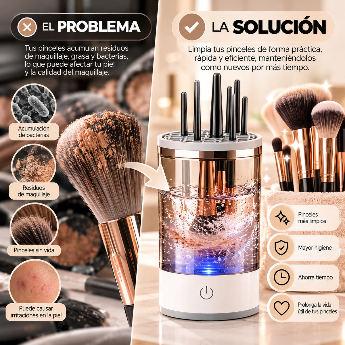 Limpiador Eléctrico de Brochas de Maquillaje 360° – Limpieza Rápida y Sin Esfuerzo