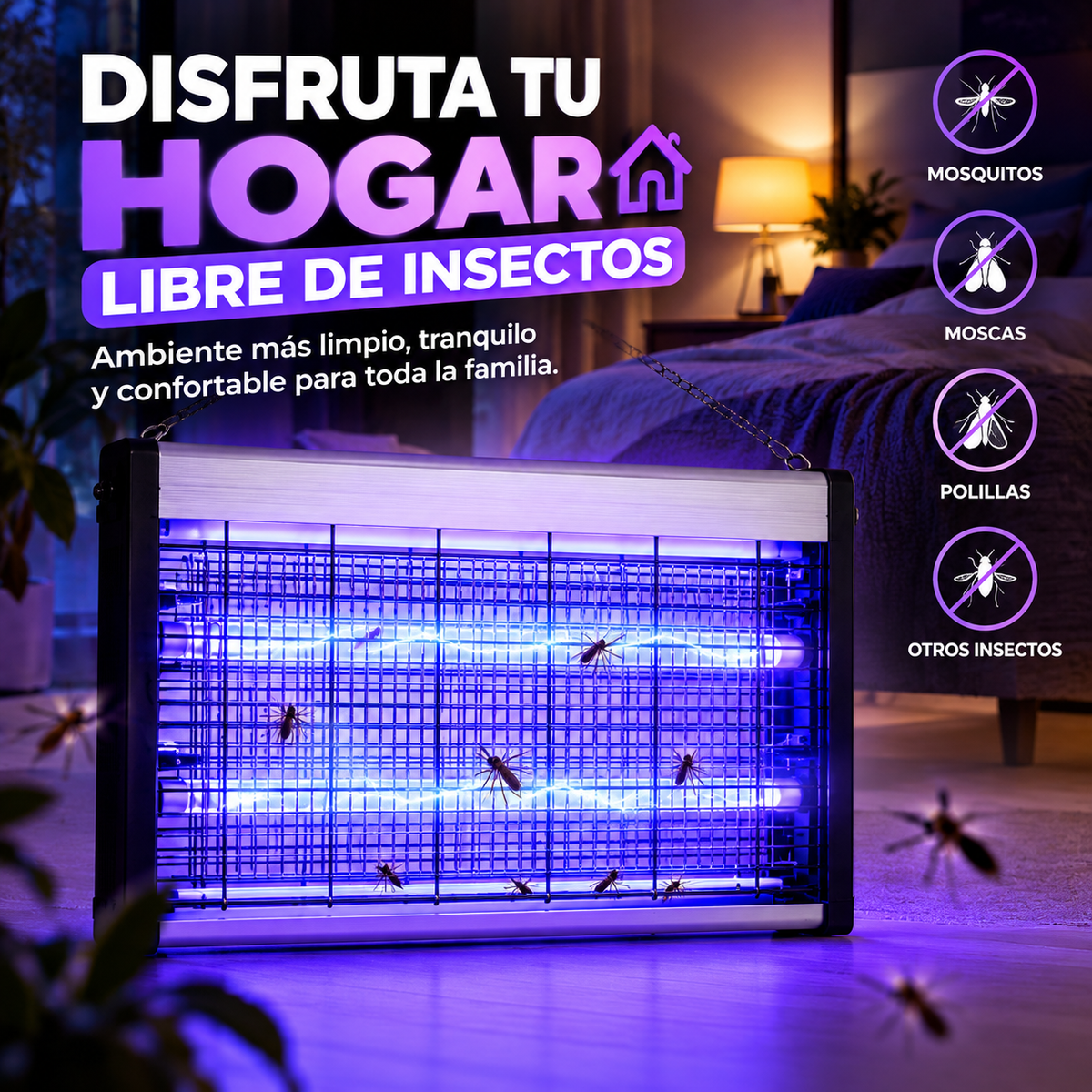 Lámpara Eléctrica Mata Insectos UV Pro – Protección para tu Hogar