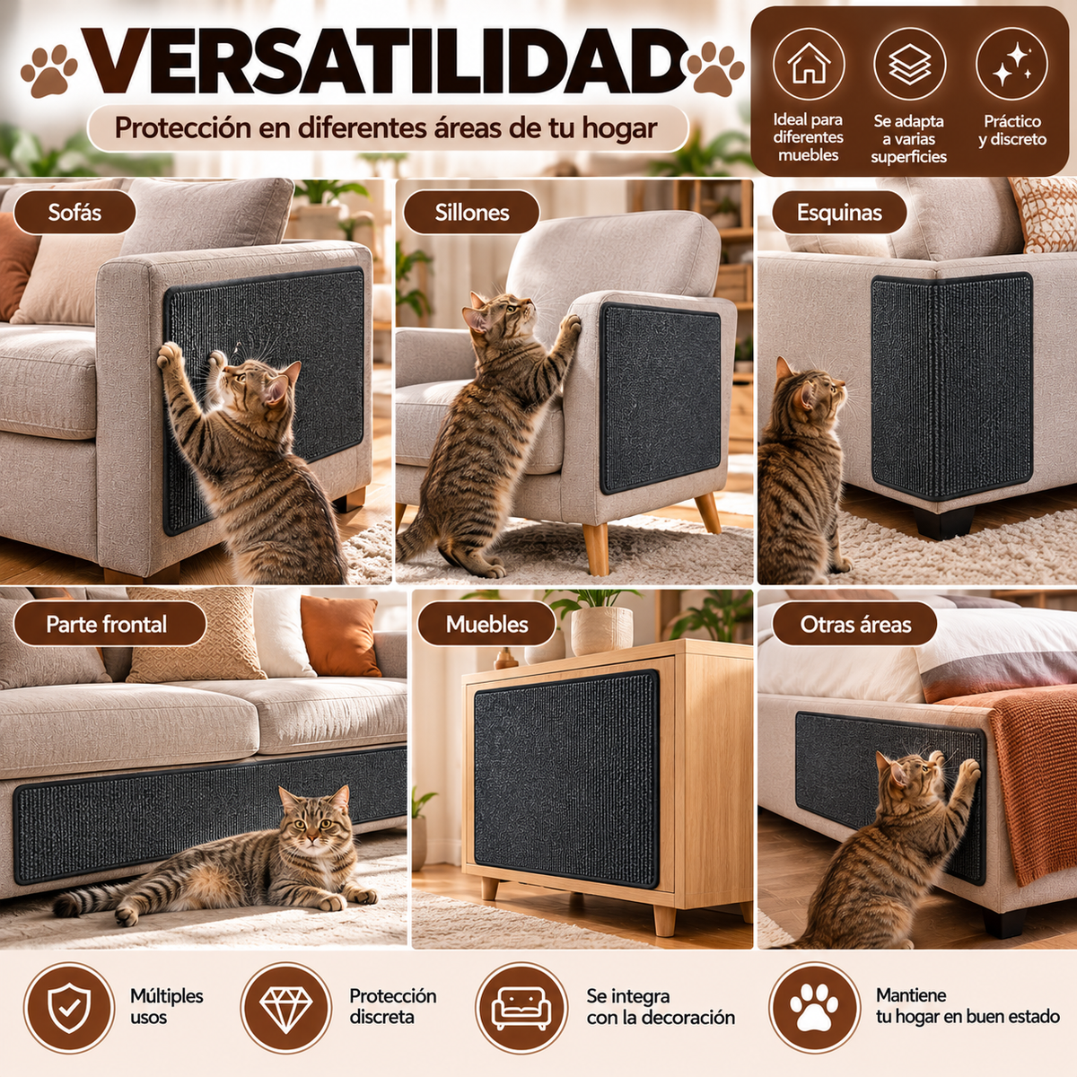Protector Antiarañazos para Sofá – Alfombrilla Rascadora para Gatos