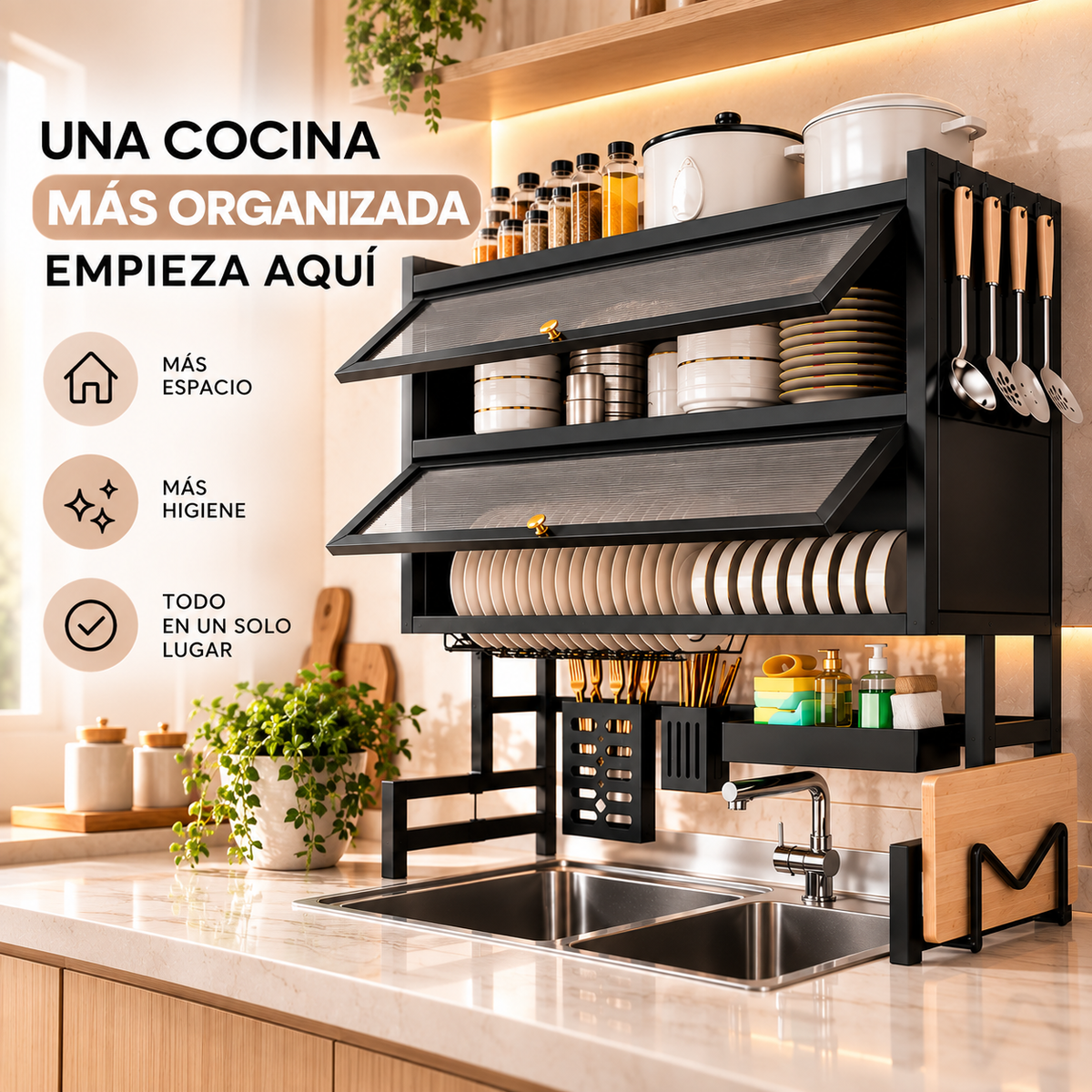 Organizador de Cocina 3 Niveles | Escurridor Multifuncional