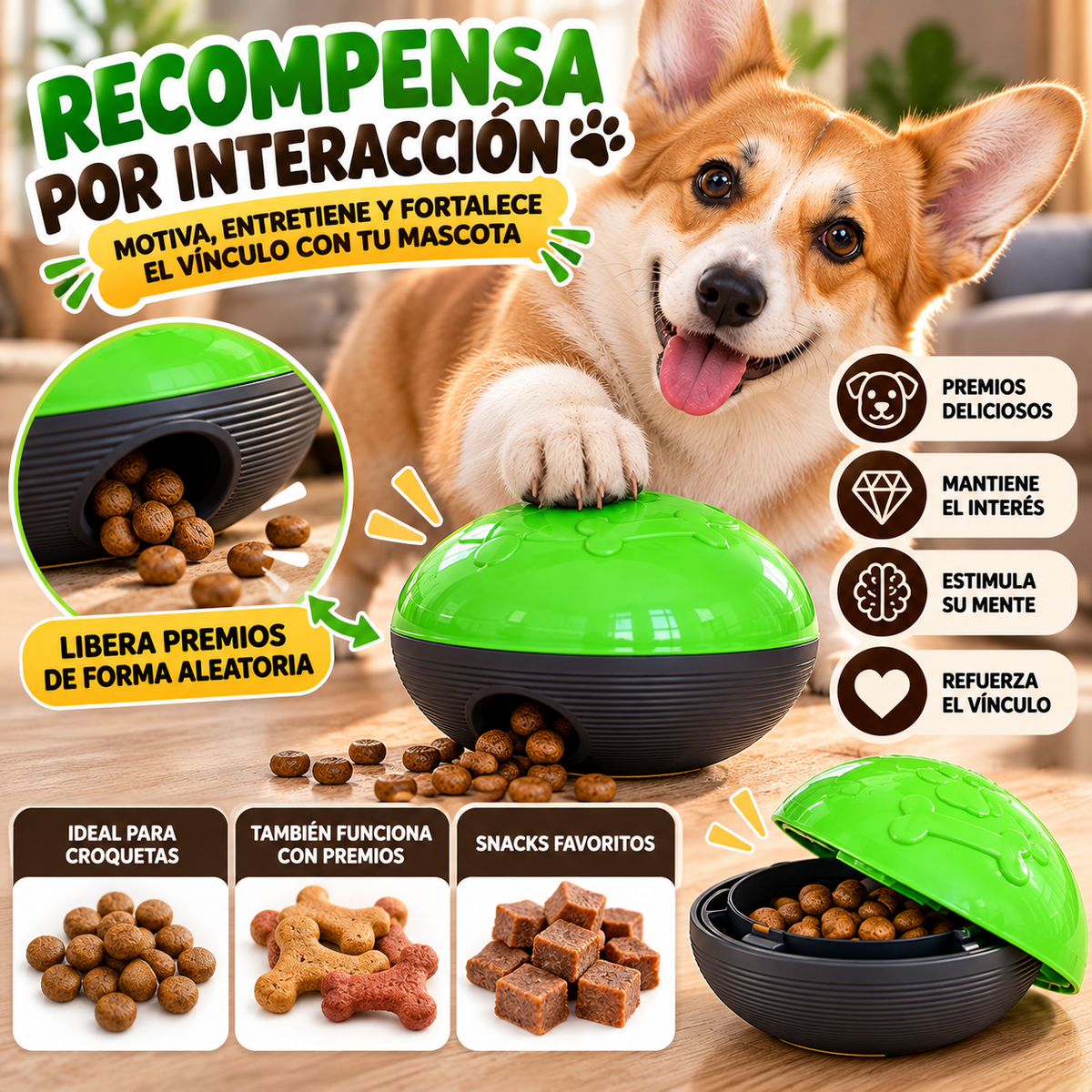 Juguete Interactivo para Perros con Dispensador Automático de Premios