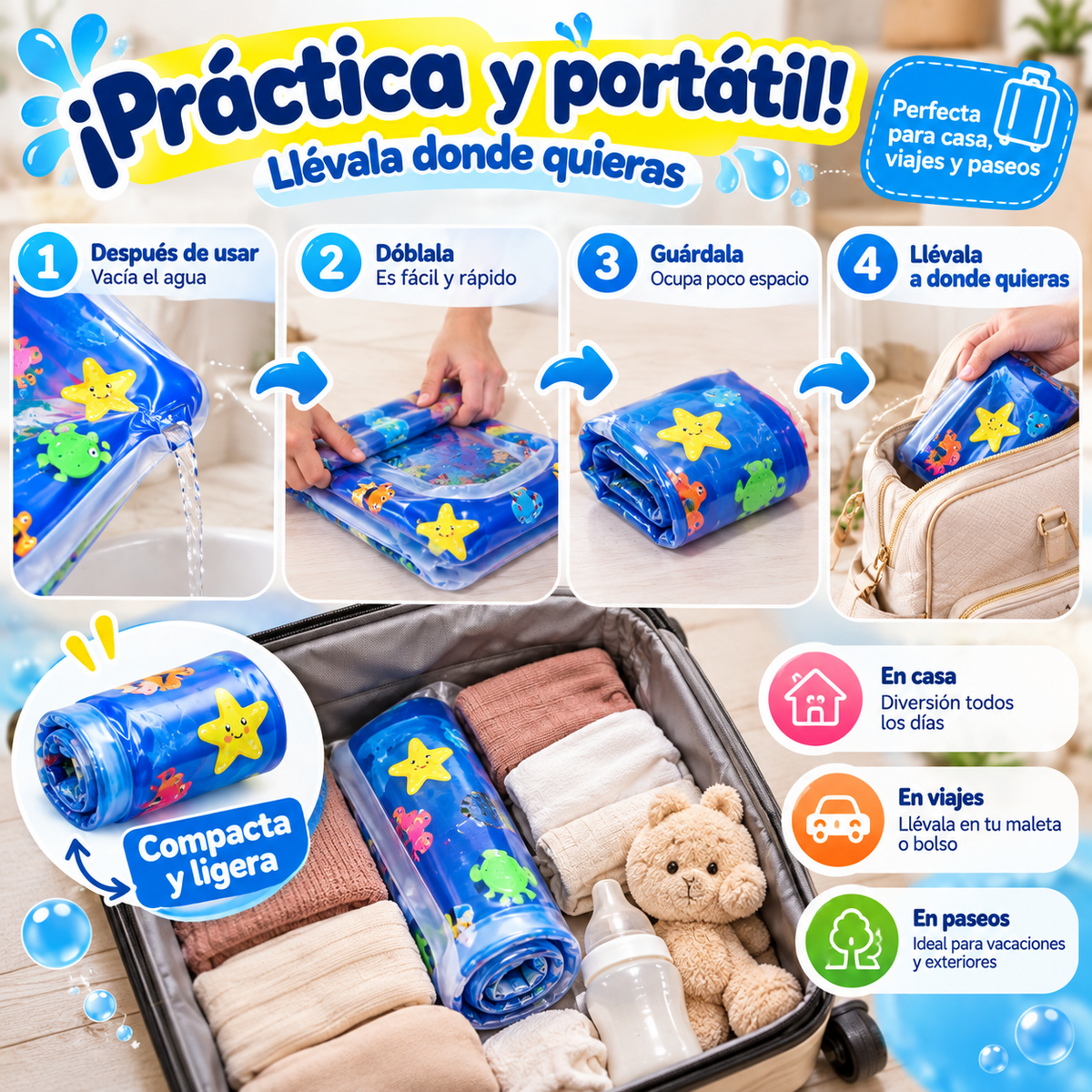 Alfombra de Agua para Bebé – Juego Sensorial, Desarrollo y Diversión