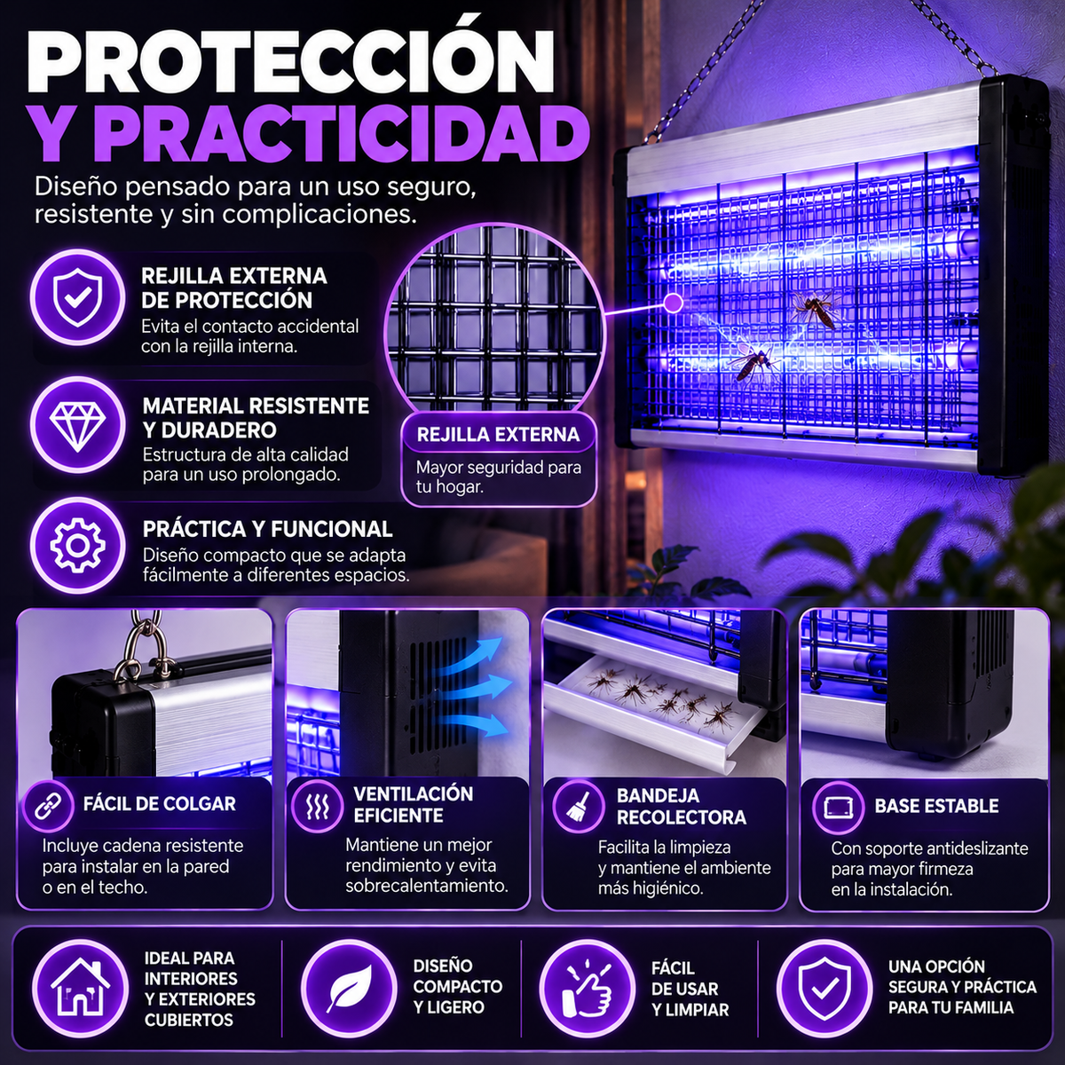 Lámpara Eléctrica Mata Insectos UV Pro – Protección para tu Hogar