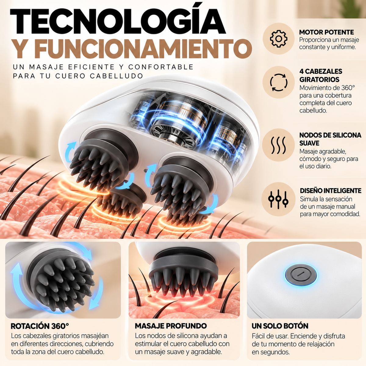 ScalpZen™ Masajeador Capilar Eléctrico