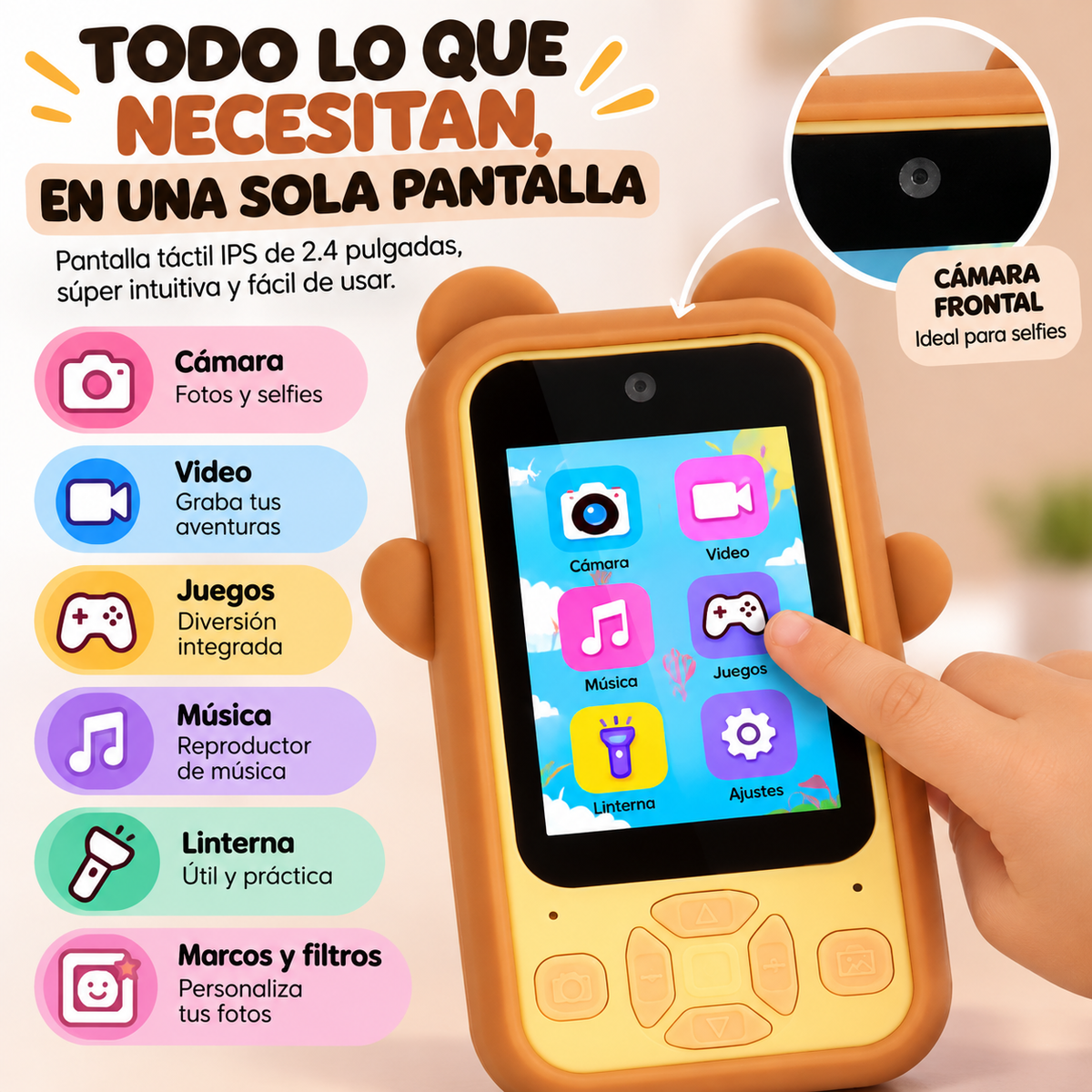 Cámara Infantil SmartBear 2.4” — Cámara, Juegos y Música