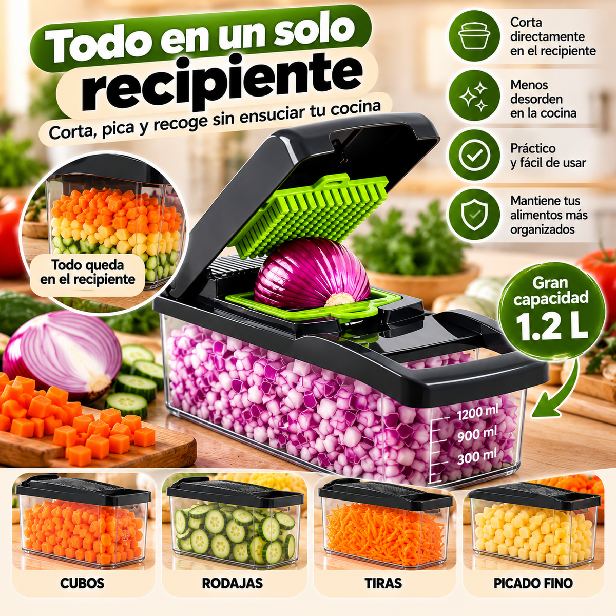 Cortador de Verduras Multifuncional 11 en 1 – Kit Completo de Cocina