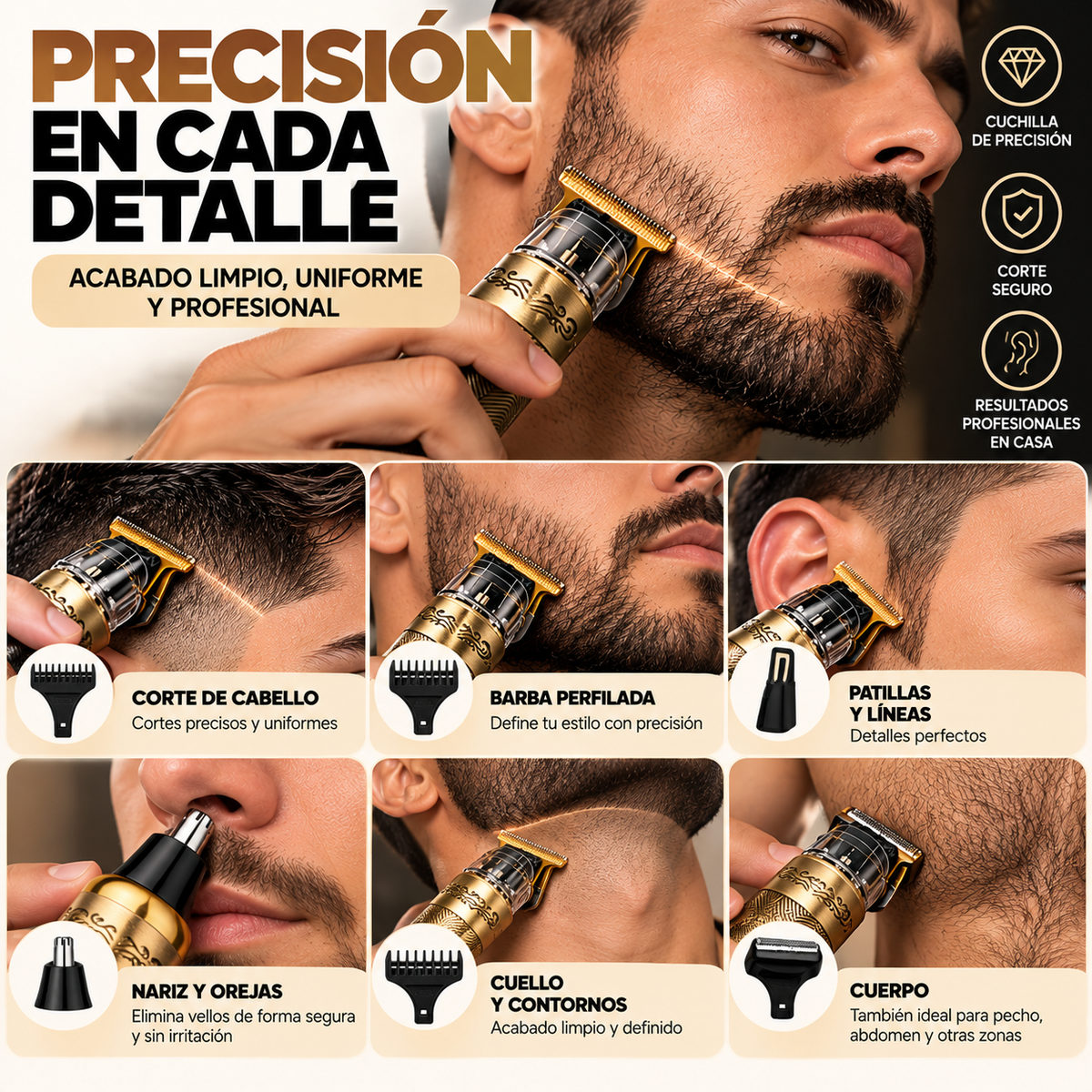 Kit de Afeitado y Cortadora Multifunción 5 en 1
