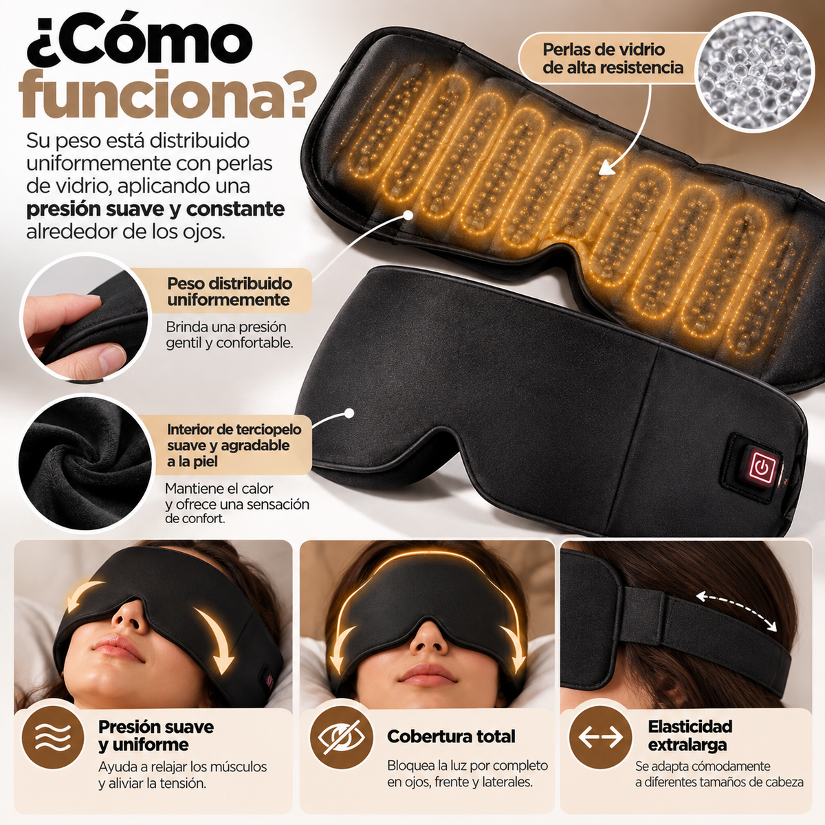 Antifaz Ocular con Peso para Relajación y Descanso