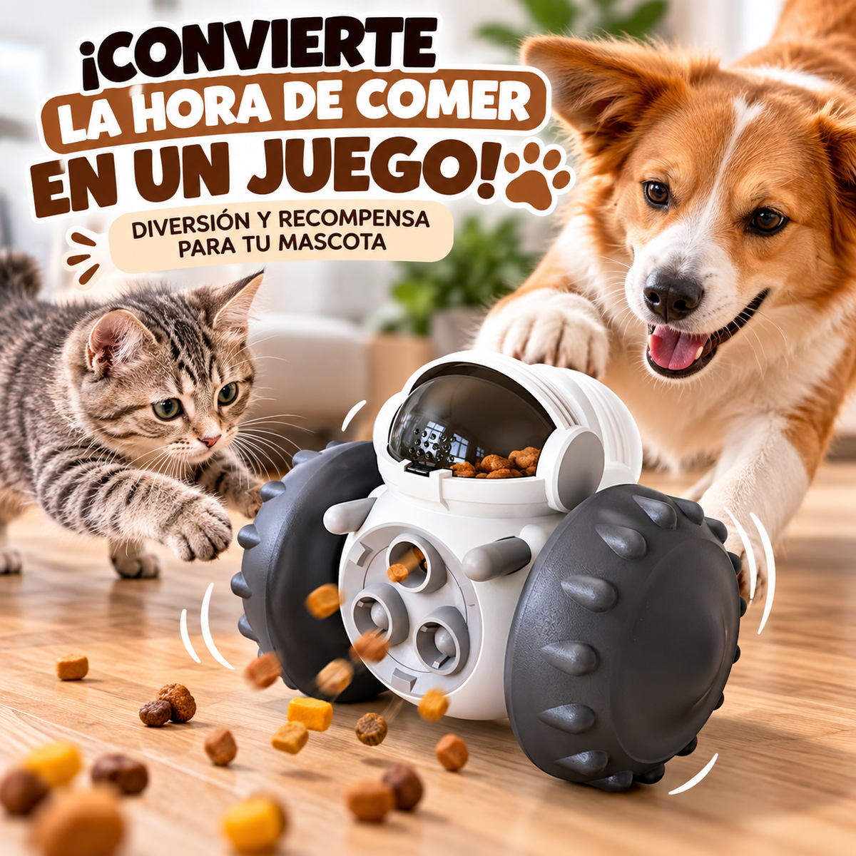 Juguete Interactivo para Mascotas – Dispensador de Premios con Estimulación Mental y Movimiento