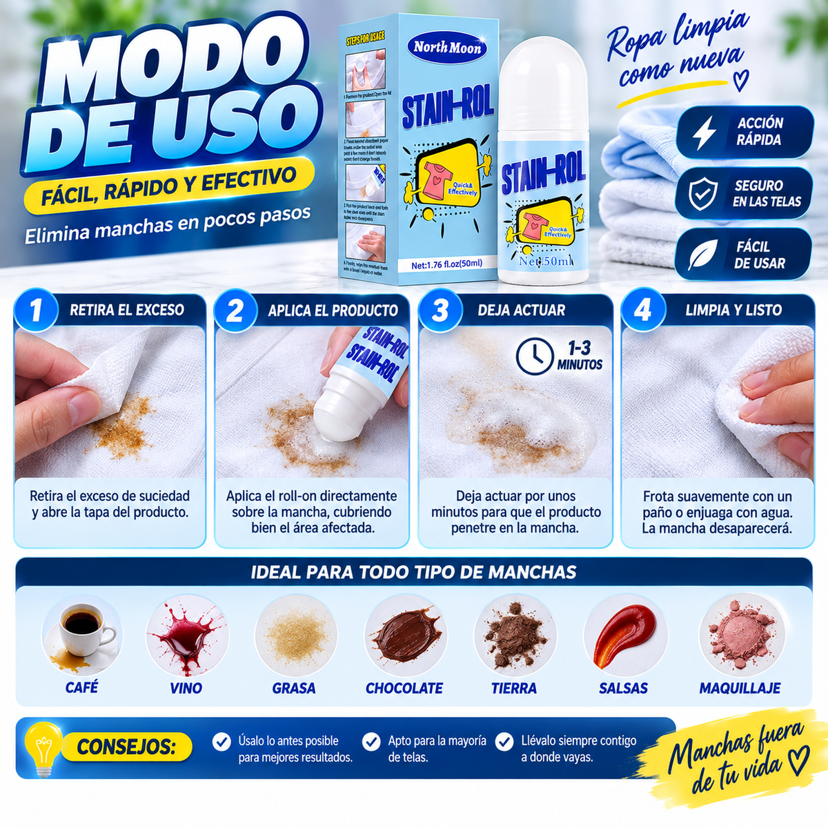 Stain-Rol® Quitamanchas en roll-on