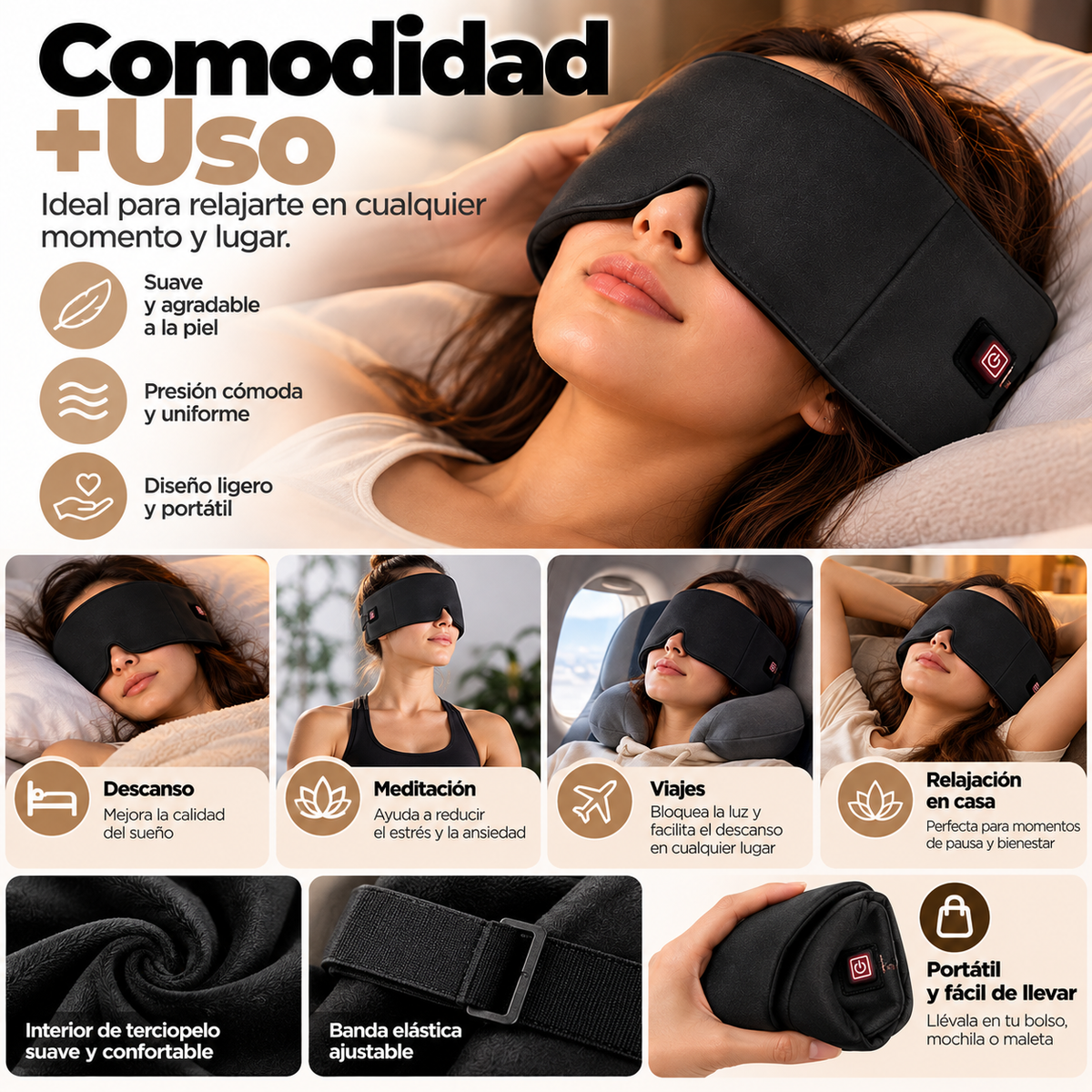 Antifaz Ocular con Peso para Relajación y Descanso