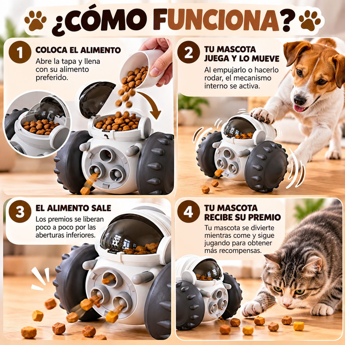 Juguete Interactivo para Mascotas – Dispensador de Premios con Estimulación Mental y Movimiento