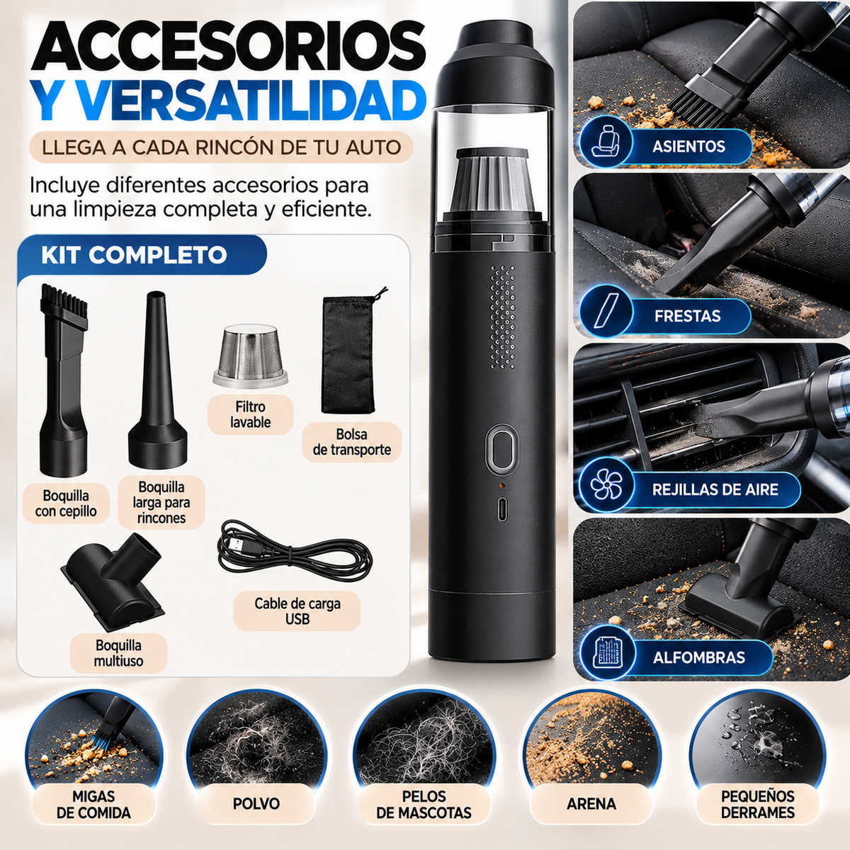 Aspiradora Portátil para Auto ProClean™ – Potencia y Limpieza Total en Cada Rincón
