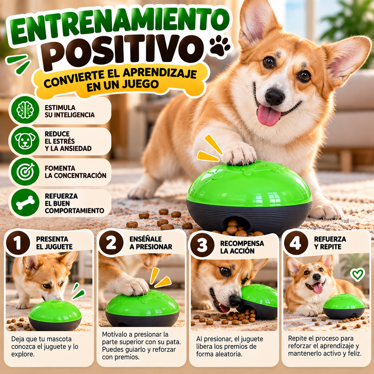Juguete Interactivo para Perros con Dispensador Automático de Premios