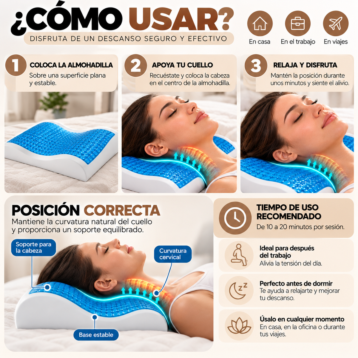 CerviRelax Pro™ – Almohada Ergonómica para Relajación y Soporte Cervical