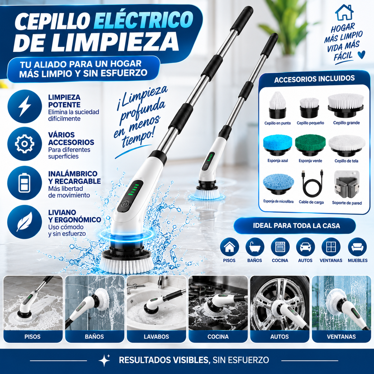 Cepillo Eléctro de Limpieza 9 en 1