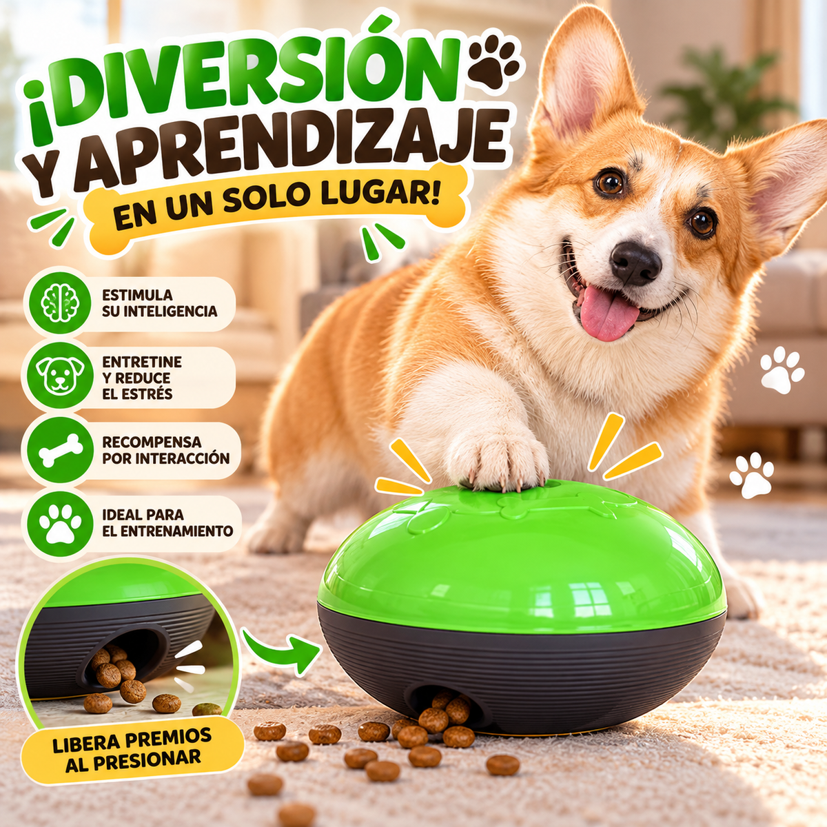 Juguete Interactivo para Perros con Dispensador Automático de Premios
