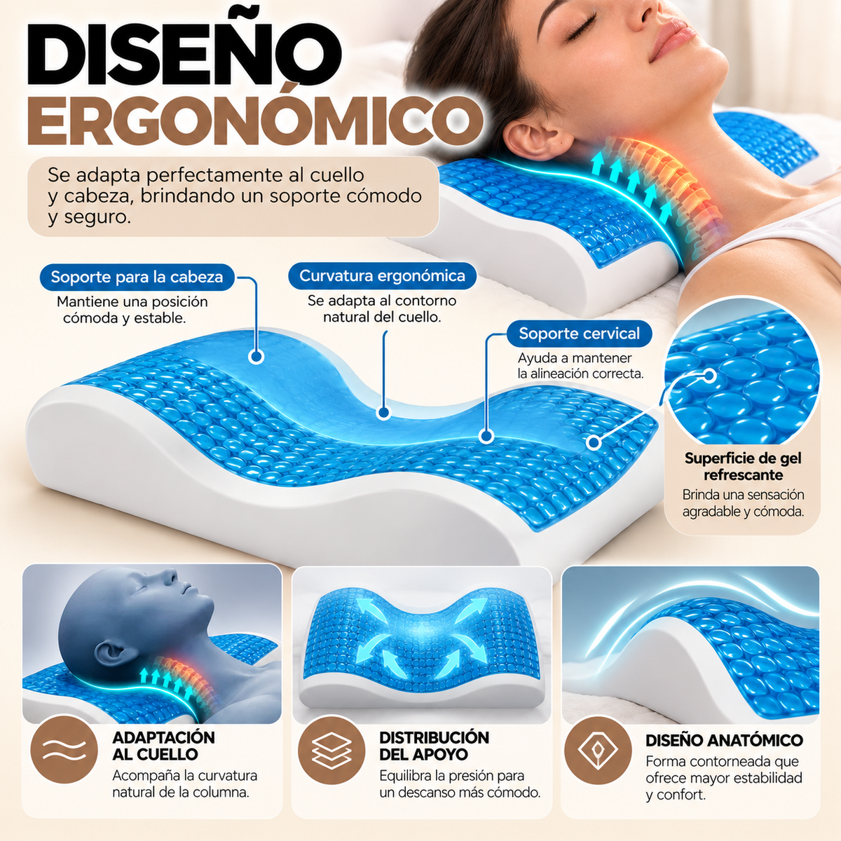 CerviRelax Pro™ – Almohada Ergonómica para Relajación y Soporte Cervical