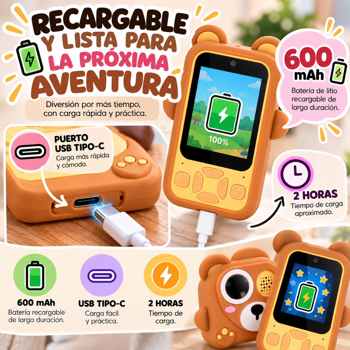 Cámara Infantil SmartBear 2.4” — Cámara, Juegos y Música