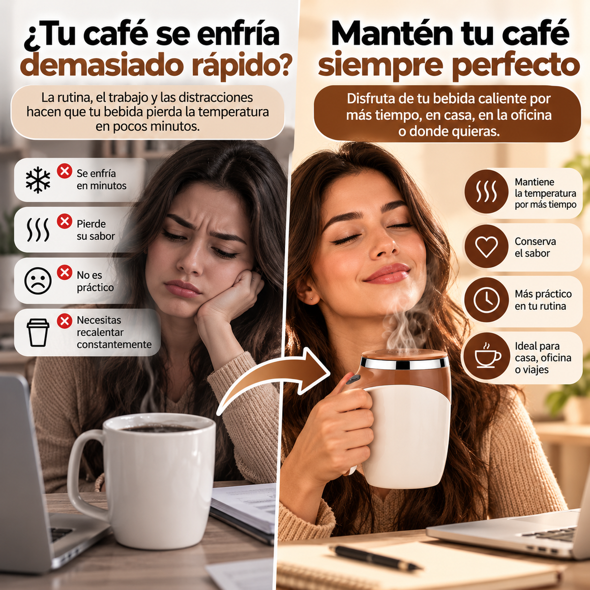 Taza Eléctrica Inteligente Premium con Mezclado Automático y Control de Temperatura