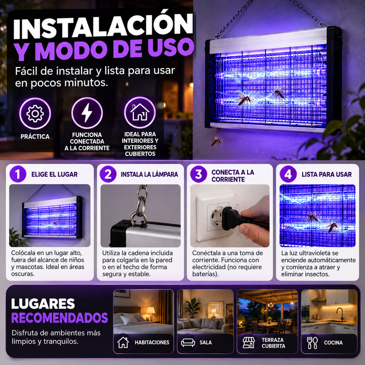 Lámpara Eléctrica Mata Insectos UV Pro – Protección para tu Hogar