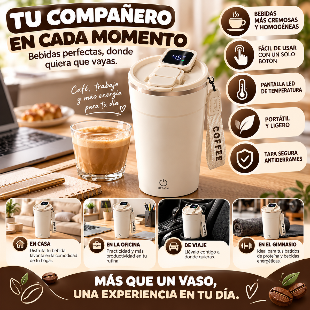 MugMix Pro™ – Vaso Mezclador Automático con Pantalla LED
