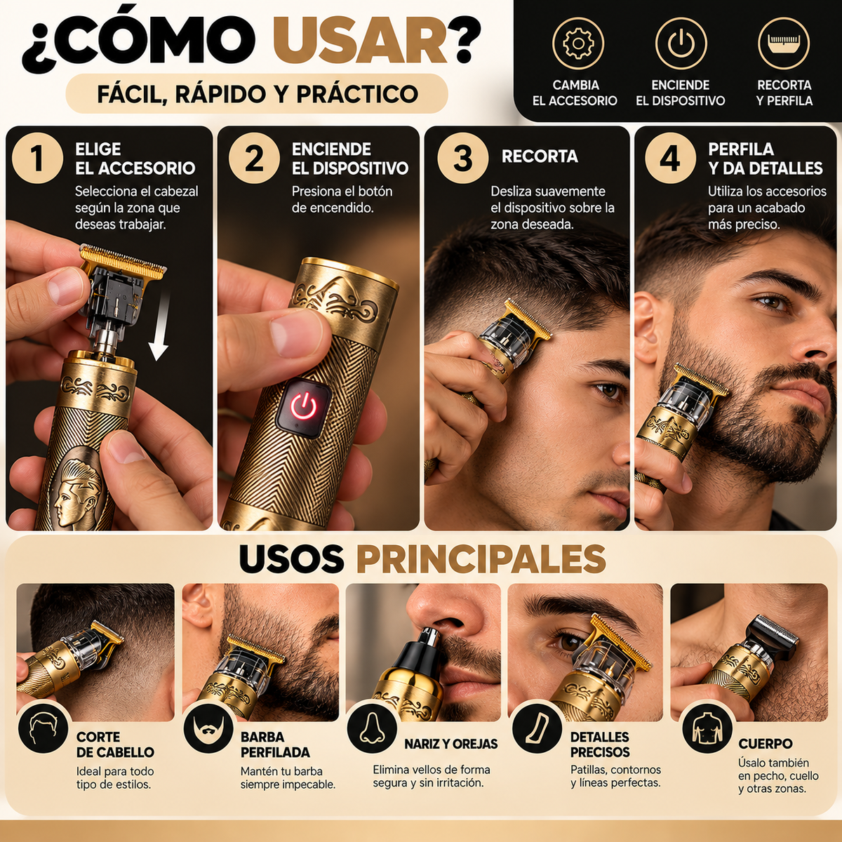 Kit de Afeitado y Cortadora Multifunción 5 en 1