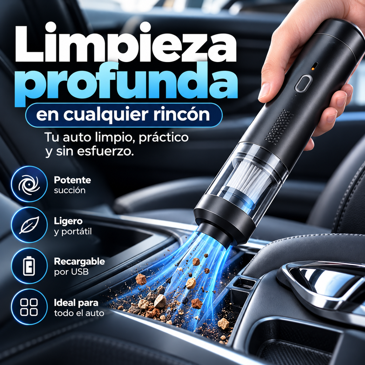 Aspiradora Portátil para Auto ProClean™ – Potencia y Limpieza Total en Cada Rincón