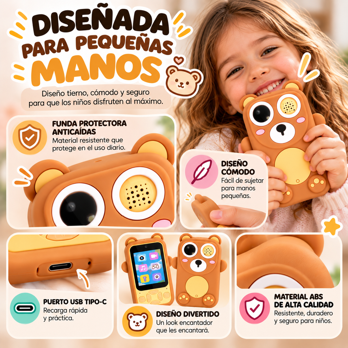 Cámara Infantil SmartBear 2.4” — Cámara, Juegos y Música