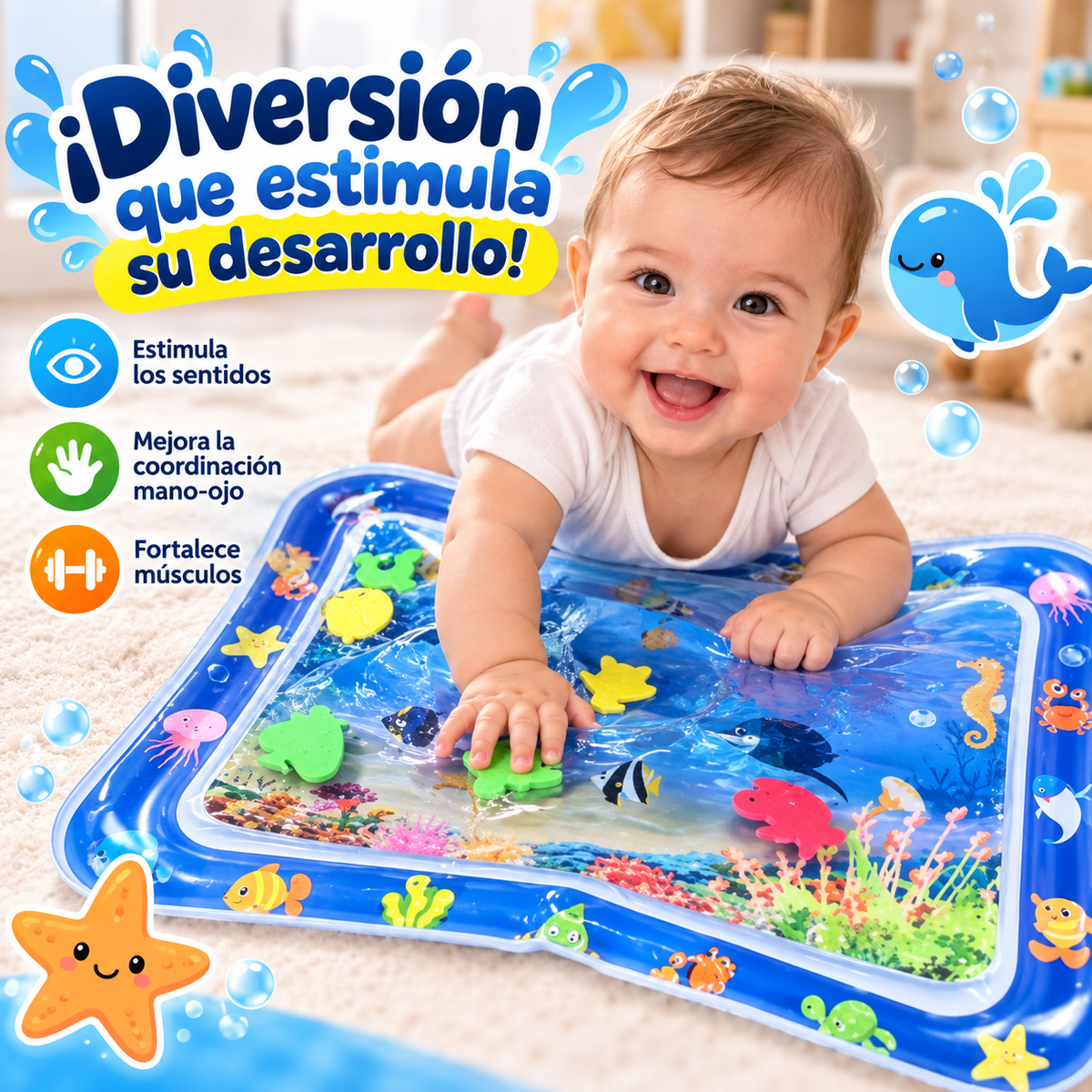 Alfombra de Agua para Bebé – Juego Sensorial, Desarrollo y Diversión